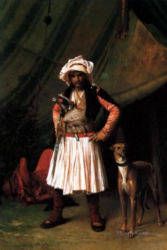 ジャン・レオン・ジェローム Painting - バシバズークとその犬 ギリシャ アラビア オリエンタリズム ジャン レオン ジェローム